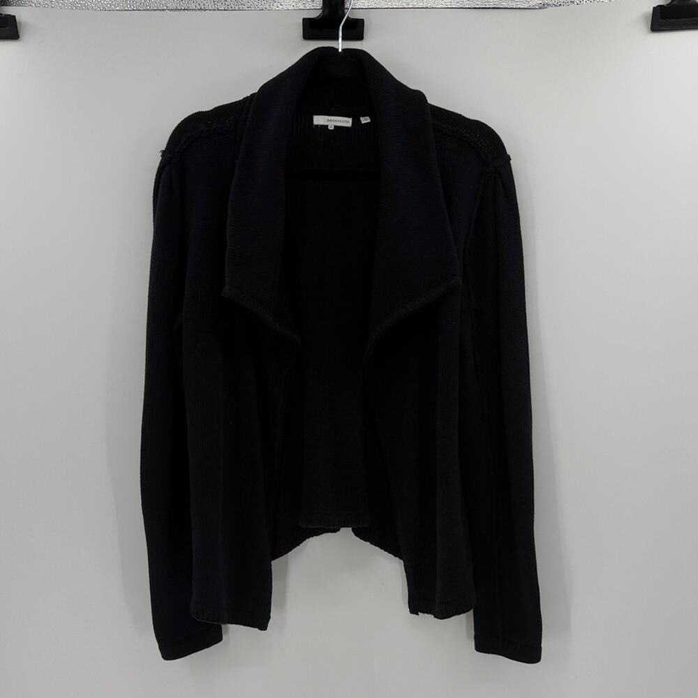 360 Sweater Women's Waterfall Open Front Cardigan - Black - Medium